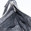 Salvatore Ferragamo Umhängetasche Leder Schwarz Silber Auth BA9797-18
