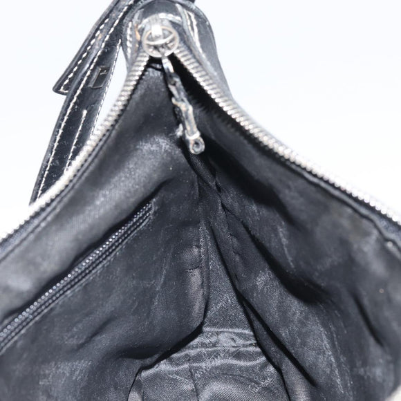 Salvatore Ferragamo Umhängetasche Leder Schwarz Silber Auth BA9797