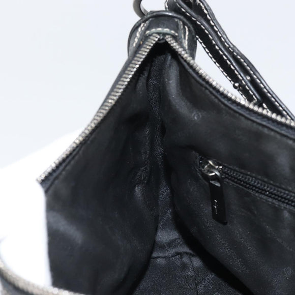 Salvatore Ferragamo Umhängetasche Leder Schwarz Silber Auth BA9797