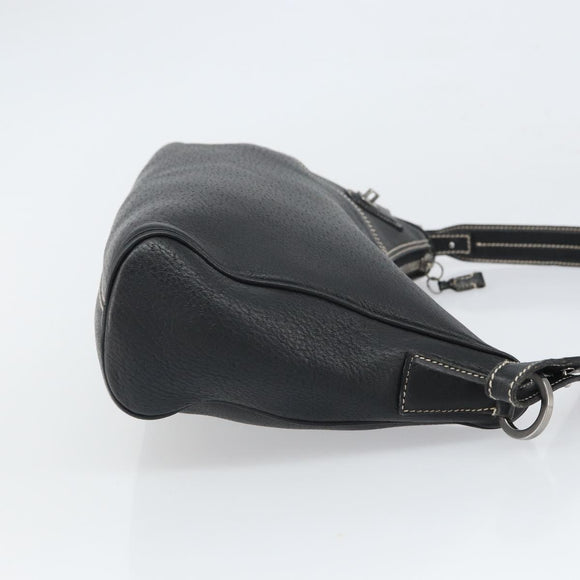 Salvatore Ferragamo Umhängetasche Leder Schwarz Silber Auth BA9797