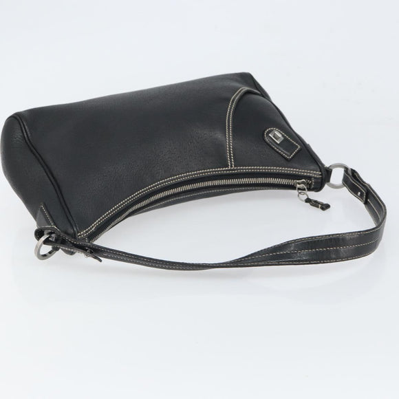 Salvatore Ferragamo Umhängetasche Leder Schwarz Silber Auth BA9797