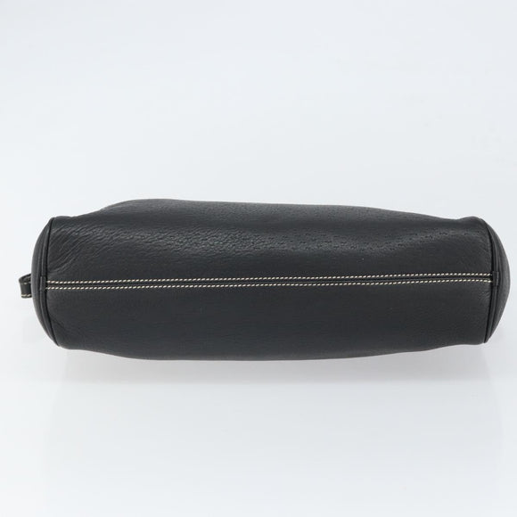 Salvatore Ferragamo Umhängetasche Leder Schwarz Silber Auth BA9797