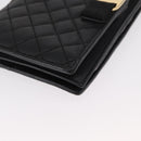 Salvatore Ferragamo Chain Wallet Shoulder Bag Leather Black Gold Auth BA9798-10