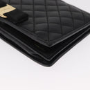 Salvatore Ferragamo Chain Wallet Shoulder Bag Leather Black Gold Auth BA9798-11