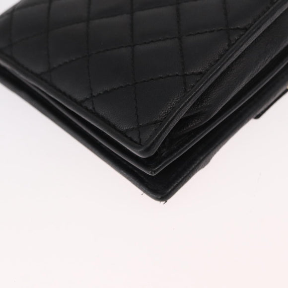 Salvatore Ferragamo Chain Wallet Shoulder Bag Leather Black Gold Auth BA9798