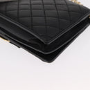 Salvatore Ferragamo Chain Wallet Shoulder Bag Leather Black Gold Auth BA9798-13