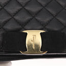 Salvatore Ferragamo Chain Wallet Shoulder Bag Leather Black Gold Auth BA9798-14