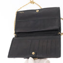 Salvatore Ferragamo Chain Wallet Shoulder Bag Leather Black Gold Auth BA9798-15