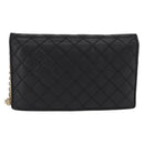 Salvatore Ferragamo Chain Wallet Shoulder Bag Leather Black Gold Auth BA9798-3