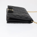 Salvatore Ferragamo Chain Wallet Shoulder Bag Leather Black Gold Auth BA9798-4