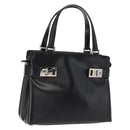 Salvatore Ferragamo Hand Bag Leather Black Silver Auth BA9799-1