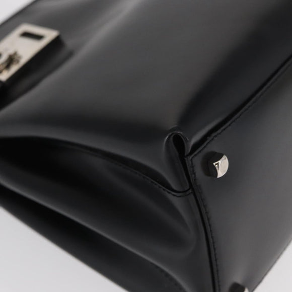 Salvatore Ferragamo Hand Bag Leather Black Silver Auth BA9799