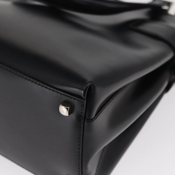 Salvatore Ferragamo Hand Bag Leather Black Silver Auth BA9799