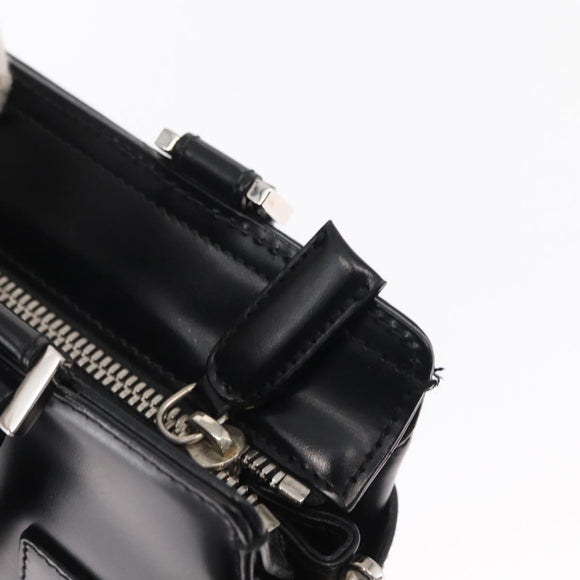 Salvatore Ferragamo Hand Bag Leather Black Silver Auth BA9799