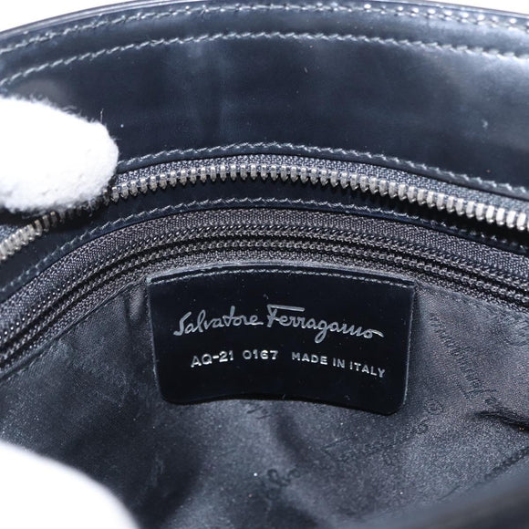 Salvatore Ferragamo Hand Bag Leather Black Silver Auth BA9799