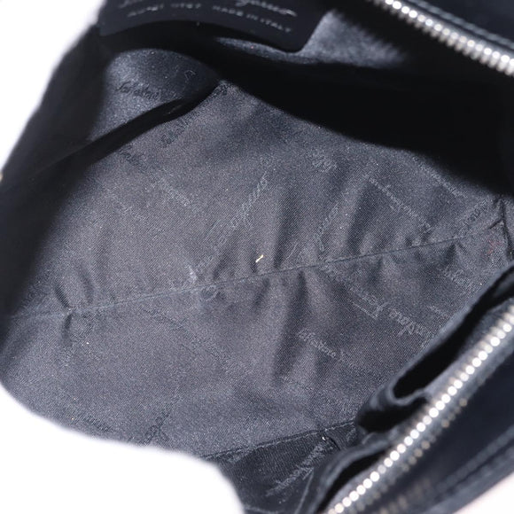 Salvatore Ferragamo Hand Bag Leather Black Silver Auth BA9799