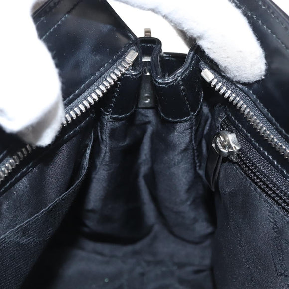 Salvatore Ferragamo Hand Bag Leather Black Silver Auth BA9799