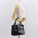 Salvatore Ferragamo Hand Bag Leather Black Silver Auth BA9799-23