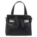 Salvatore Ferragamo Hand Bag Leather Black Silver Auth BA9799-13