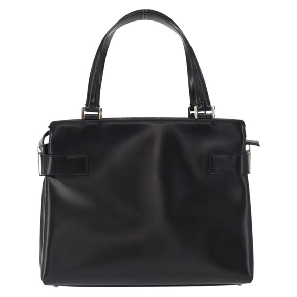 Salvatore Ferragamo Hand Bag Leather Black Silver Auth BA9799