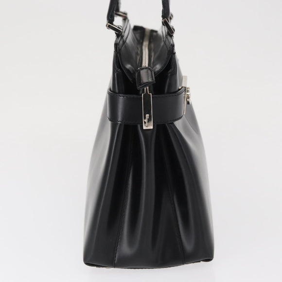 Salvatore Ferragamo Hand Bag Leather Black Silver Auth BA9799