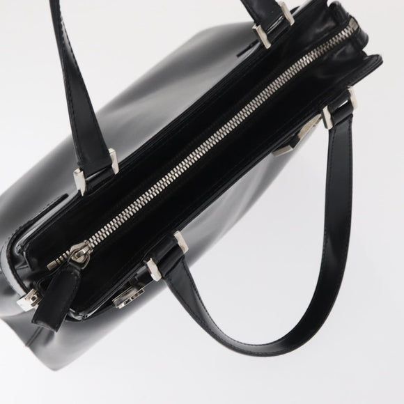 Salvatore Ferragamo Hand Bag Leather Black Silver Auth BA9799