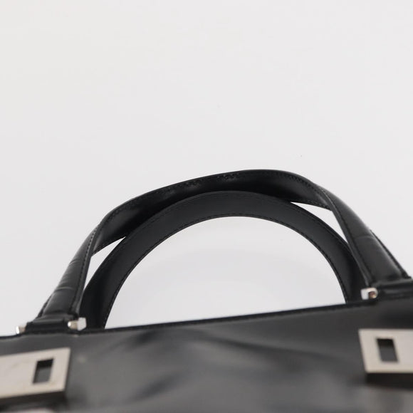 Salvatore Ferragamo Hand Bag Leather Black Silver Auth BA9799