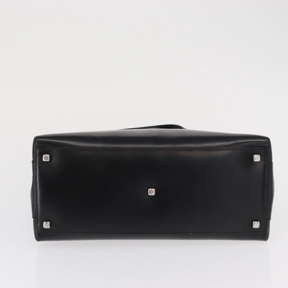 Salvatore Ferragamo Hand Bag Leather Black Silver Auth BA9799