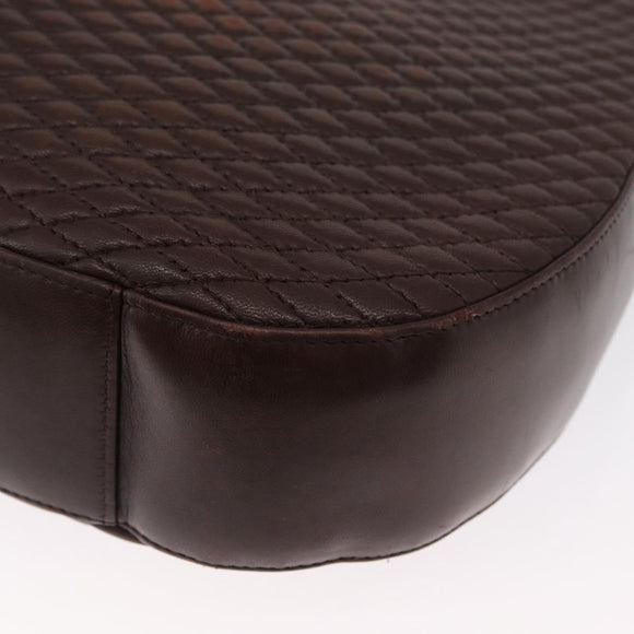 BALLY Shoulder Bag Leather Brown Gold Auth BA9800