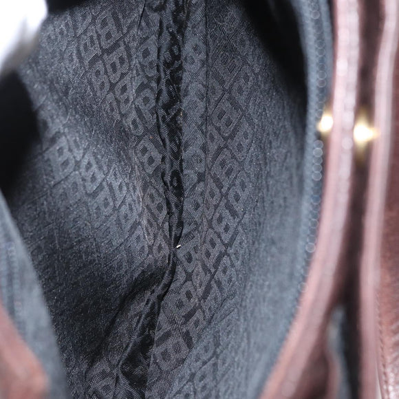 BALLY Shoulder Bag Leather Brown Gold Auth BA9800