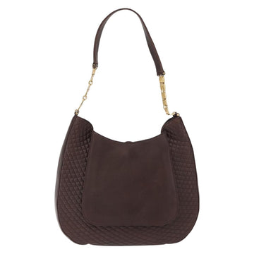 BALLY Shoulder Bag Leather Brown Gold Auth BA9800 - 0