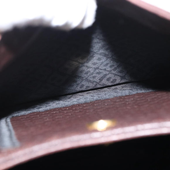 BALLY Shoulder Bag Leather Brown Gold Auth BA9800