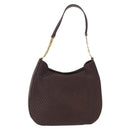 BALLY Shoulder Bag Leather Brown Gold Auth BA9800-3
