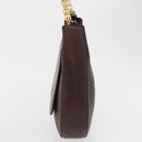 BALLY Shoulder Bag Leather Brown Gold Auth BA9800-4