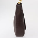 BALLY Shoulder Bag Leather Brown Gold Auth BA9800-5