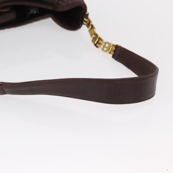 BALLY Shoulder Bag Leather Brown Gold Auth BA9800