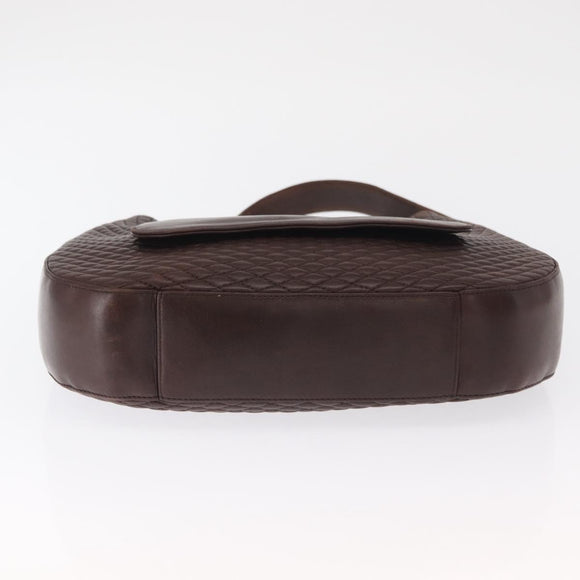 BALLY Shoulder Bag Leather Brown Gold Auth BA9800