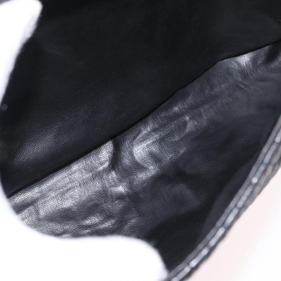 BALLY Hand Bag Leather Black Gold Auth BA9801