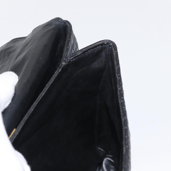 BALLY Hand Bag Leather Black Gold Auth BA9801