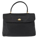 BALLY Hand Bag Leather Black Gold Auth BA9801-2