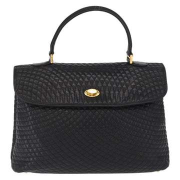 BALLY Hand Bag Leather Black Gold Auth BA9801 - 0