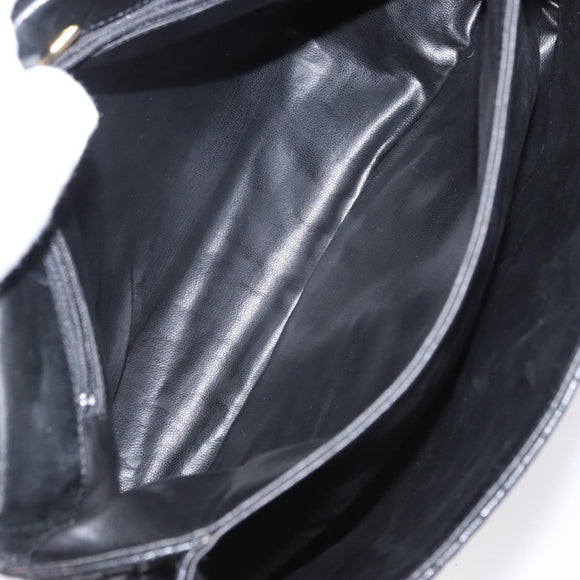 BALLY Hand Bag Leather Black Gold Auth BA9801