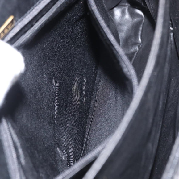 BALLY Hand Bag Leather Black Gold Auth BA9801