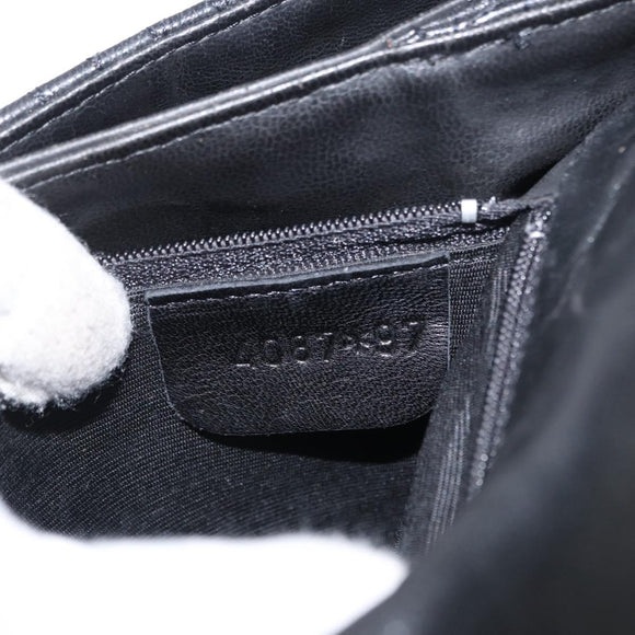 BALLY Hand Bag Leather Black Gold Auth BA9801