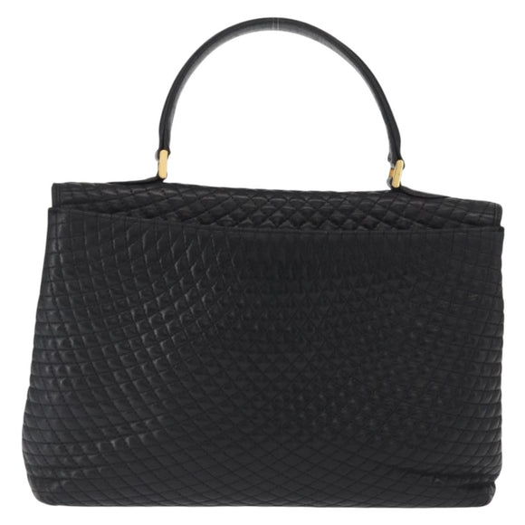 BALLY Hand Bag Leather Black Gold Auth BA9801