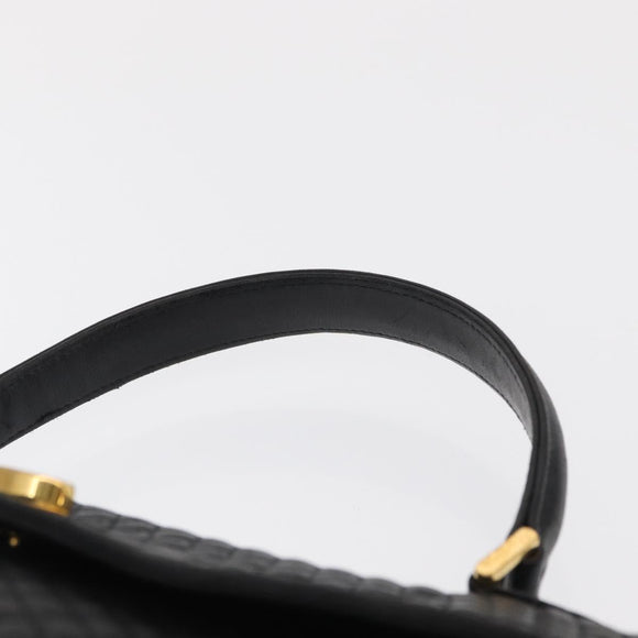 BALLY Hand Bag Leather Black Gold Auth BA9801
