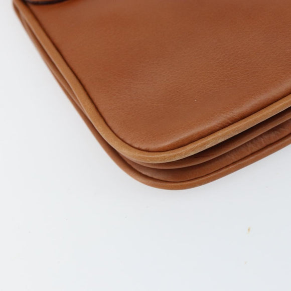 BALLY Shoulder Bag Leather Brown Gold Auth BA9802