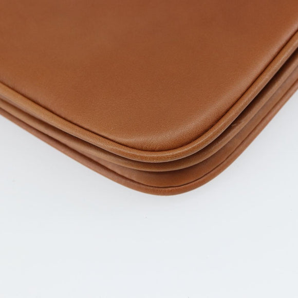 BALLY Shoulder Bag Leather Brown Gold Auth BA9802