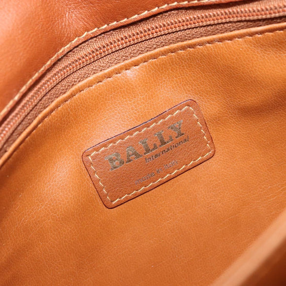 BALLY Shoulder Bag Leather Brown Gold Auth BA9802