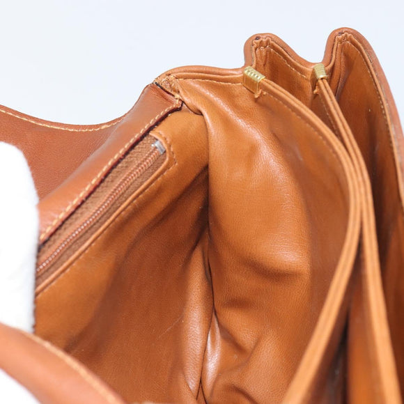 BALLY Shoulder Bag Leather Brown Gold Auth BA9802